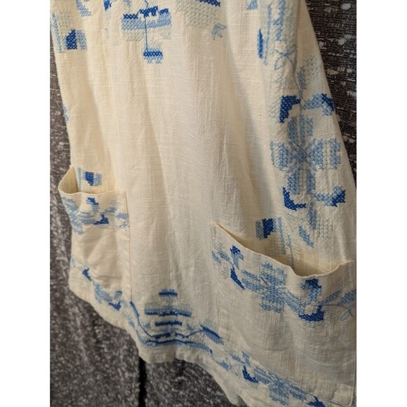 Urban Outfitters Embroidered Blue/White Emilia Cotton Dress Women's Small - Picture 5 of 11